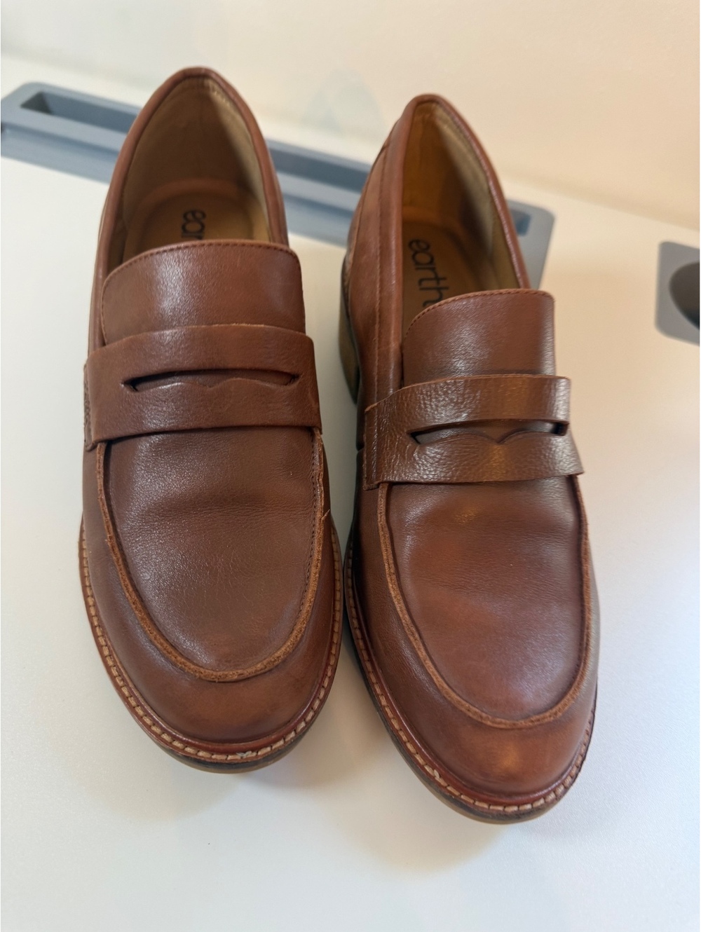 earth Brown Leather Penny Loafers - Women's Mules & Clogs - Picture 5 of 9